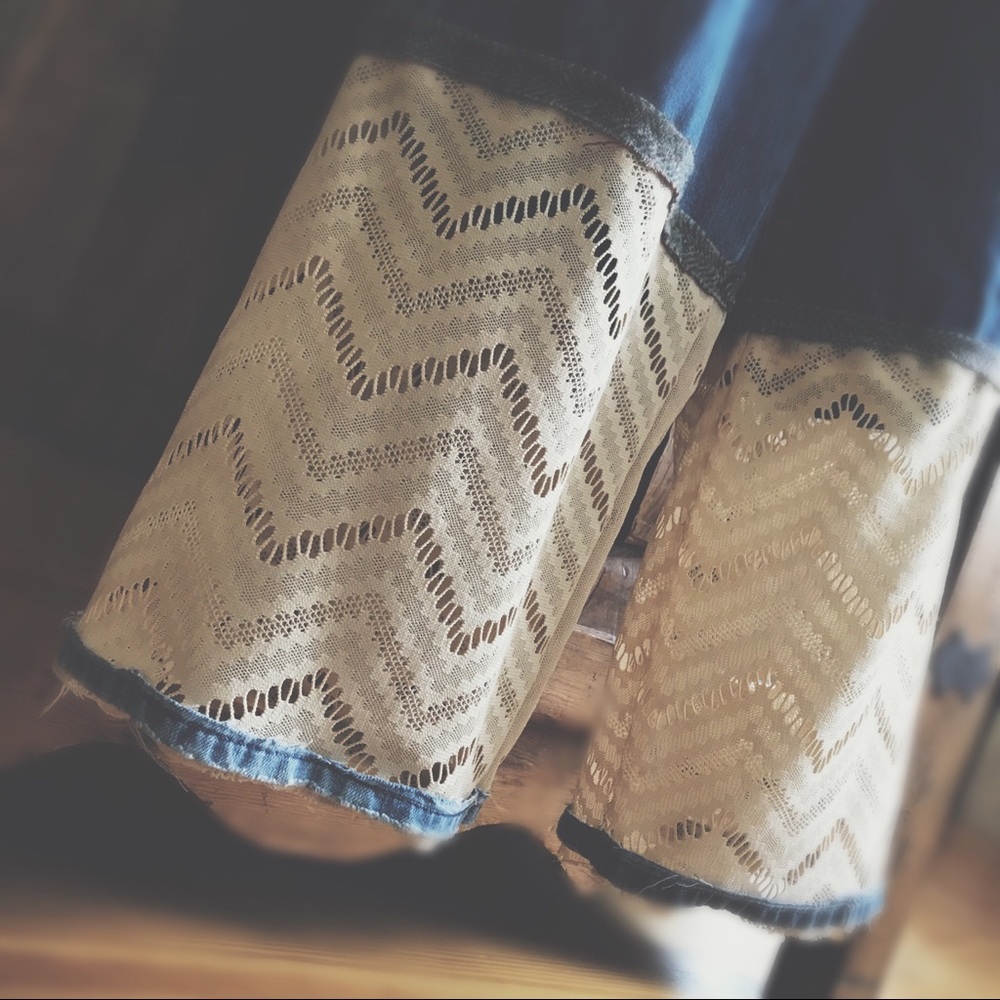 OOAK Artisan Revamped Calvin Klein Overalls Raw Hem & Zigzag Extension L - Picture 7 of 11